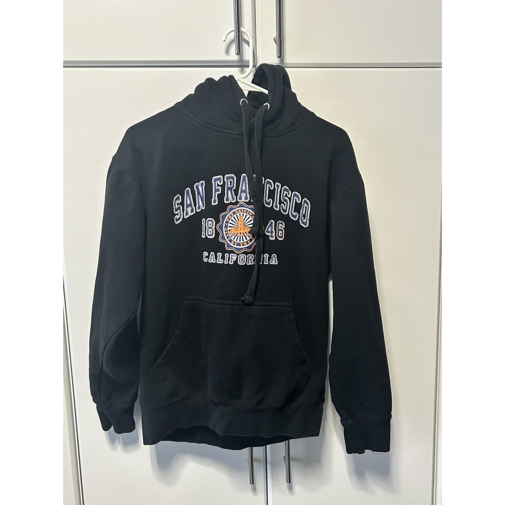 San Francisco California Graphic Hoodie Black Mens M City By The Bay Pullover